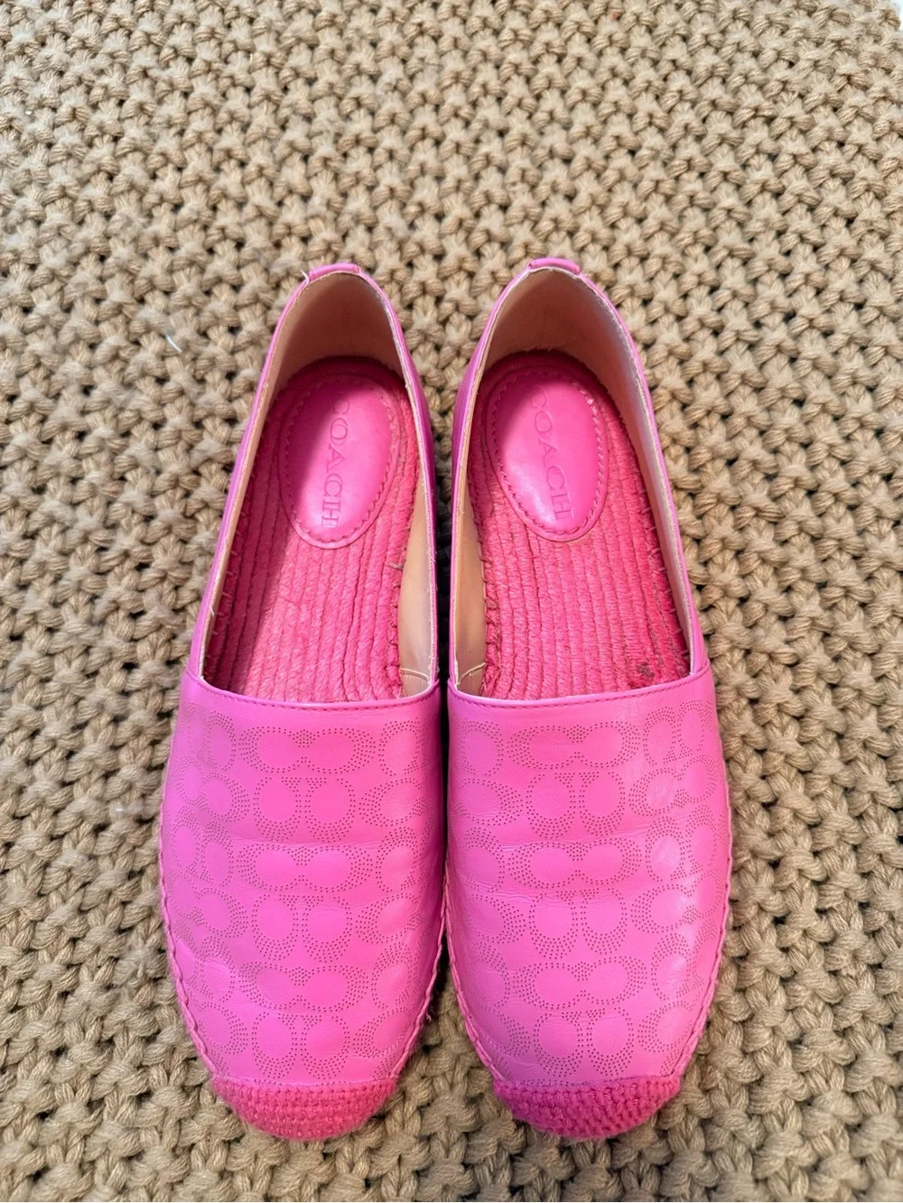 Coach Pink Signature Espadrille Flats